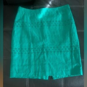Loft Green Eyelet Skirt l 14